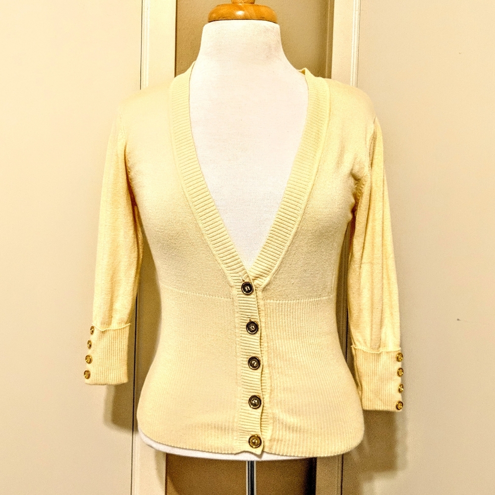 Say What? Yellow cardigan
